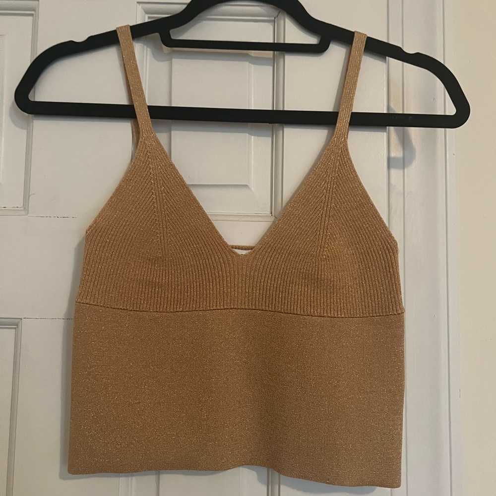 NWT Sandro Gold Knit Tank